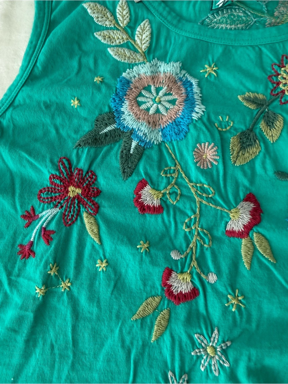 Johnny Was NEW Martine Embroidered Green Knit Tank Size XXL E07 Retail $118 - Picture 5 of 7